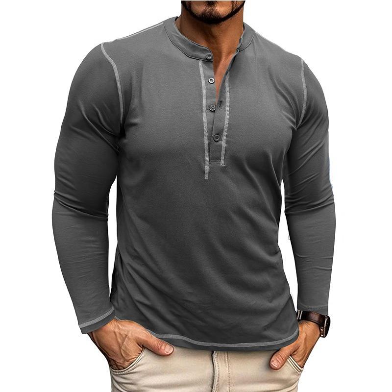 Men S Long Sleeve Round Neck Color Block Vintage T Shirt