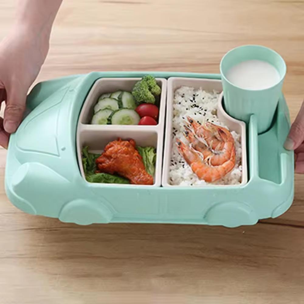 Bamboo Fiber Children's Lunch Plate Compartment Feeding  Food Tray  Kindergarten