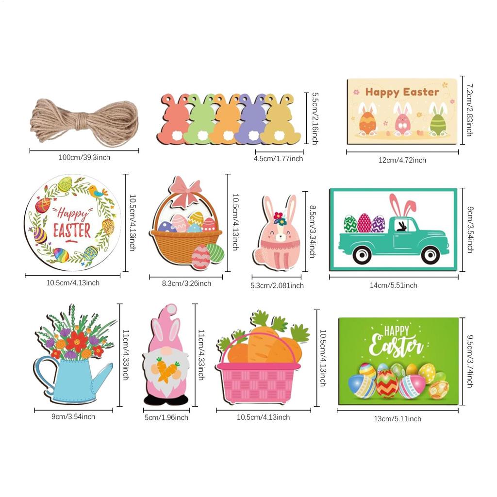 Easter Tray Decor 15-Piece Table Signs Wooden Easter Decorations For Home Party Kitchen Holiday Mantel Spring Birthday Wedding