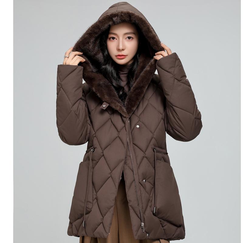 Mode Damen Wintermäntel Kapuzen Elegant Dick Warm Winterparkas Damenjacke