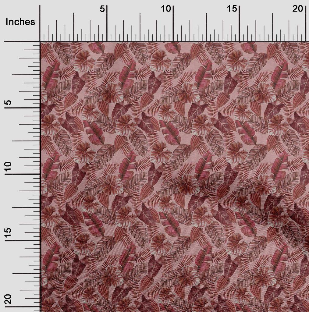 oneOone Cotton Cambric Dark Rose Brown Fabric Tropical Leaf Fabric For Sewing Printed Craft Fabric By The Yard 42 Inch