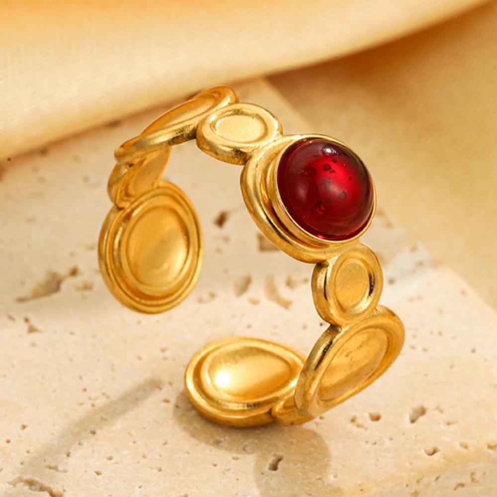 Adjustable Turquoise Geometric Titanium Steel Ring - Non-fading, High-end Design