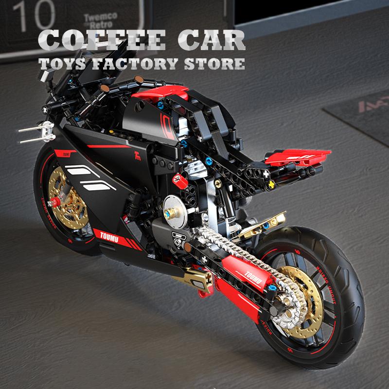 Non-Toxic High-Tech Motorcycle Building Blocks New Mecha Motorbike Moc Bricks 3D Model Kits Children Kids Educational Toys Adult Birthday Gift