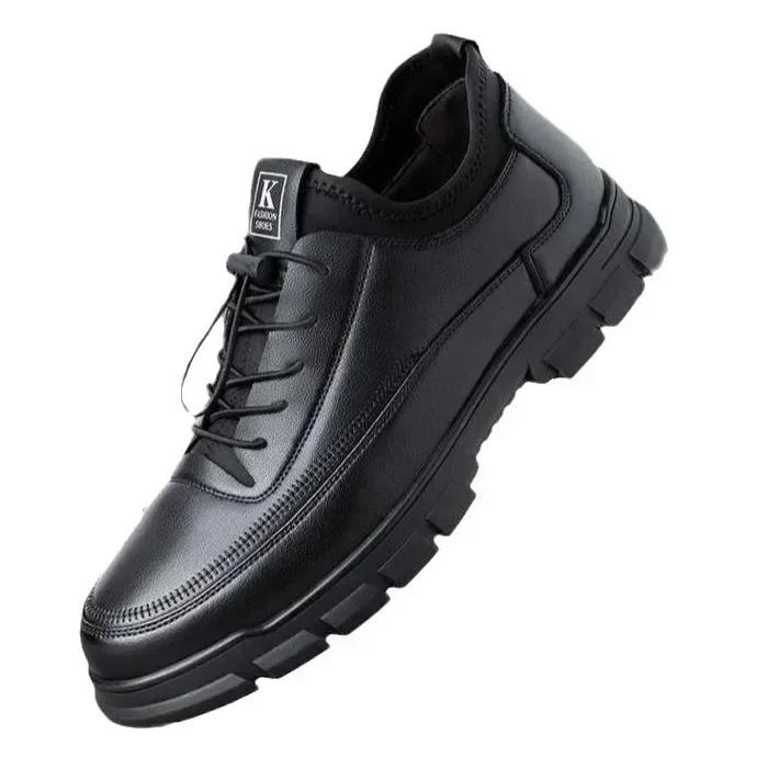Fashion Casual Leather Shoes for Men Autumn Brand Men's Business Office Loafers Platform Mens' Soft Social Shoes Work Footwear