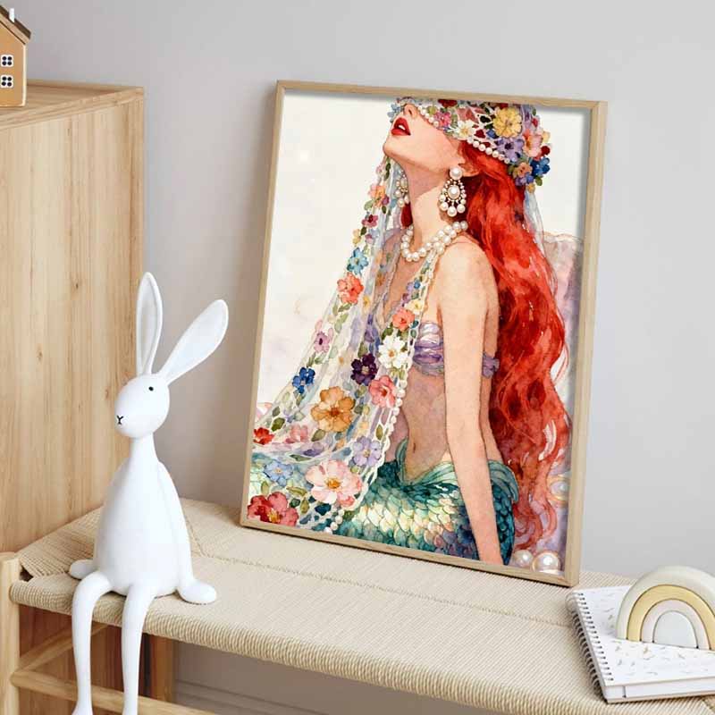 Disney 5D DIY Diamond Painting Ariel Watercolor Illustration, Embroidery Mosaic Cross Stitch Home Decor Gifts  Crafts