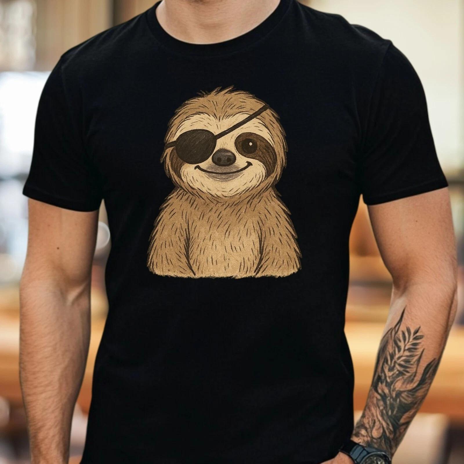 T-Shirt Herren Piraten Faultier Motiv Baumwolle Größe S bis 5XL XXXL