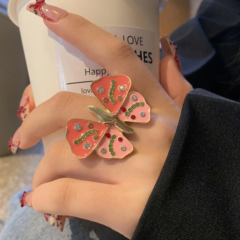 Vintage Emaille Insektenring Bunt Niedlich Schmetterling Käfer Punk Y2K Schmuck Für Frauen Geschenk