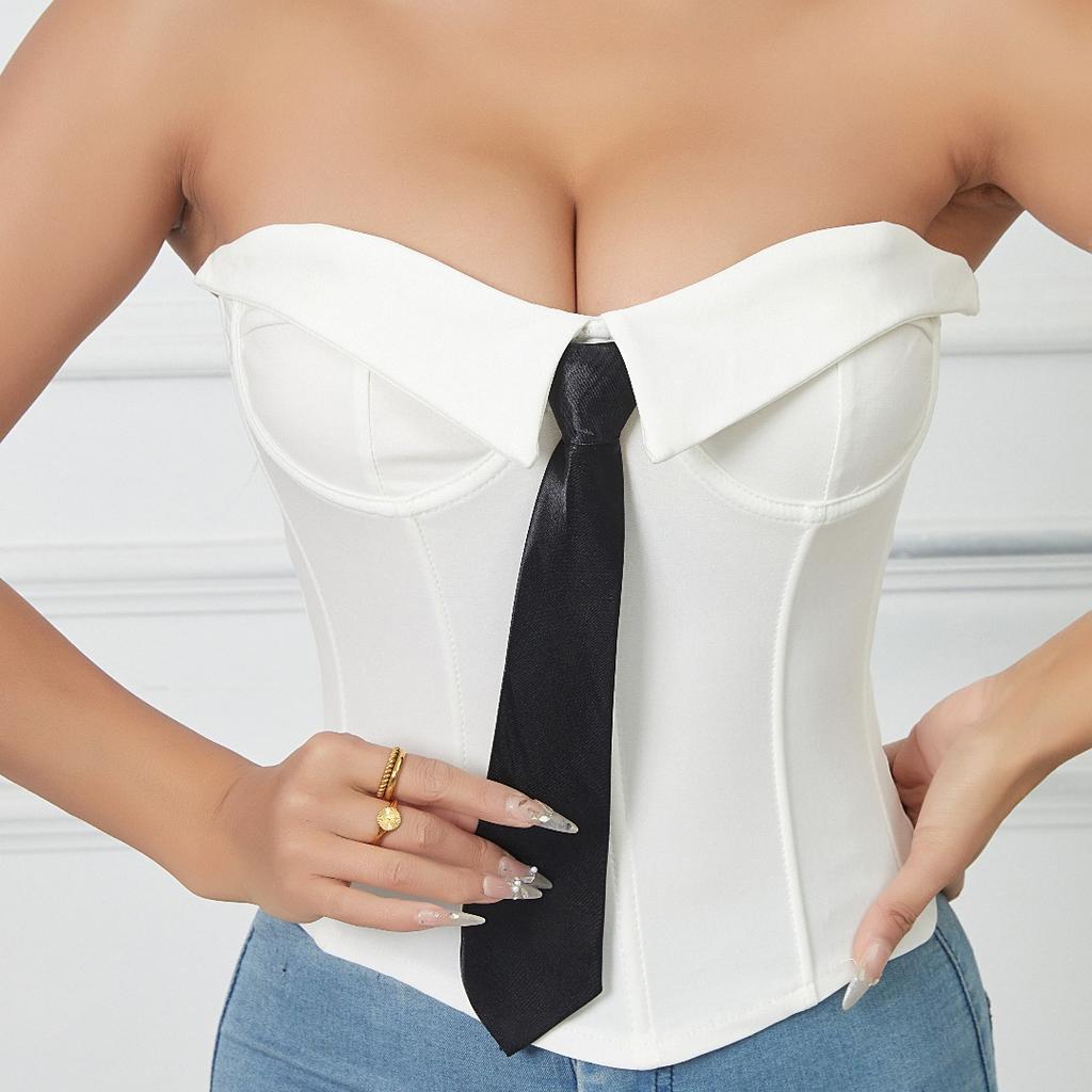 Hot Girl's Chest-wrapped Tie Pure Lust Solid Color Tube Top Sexy