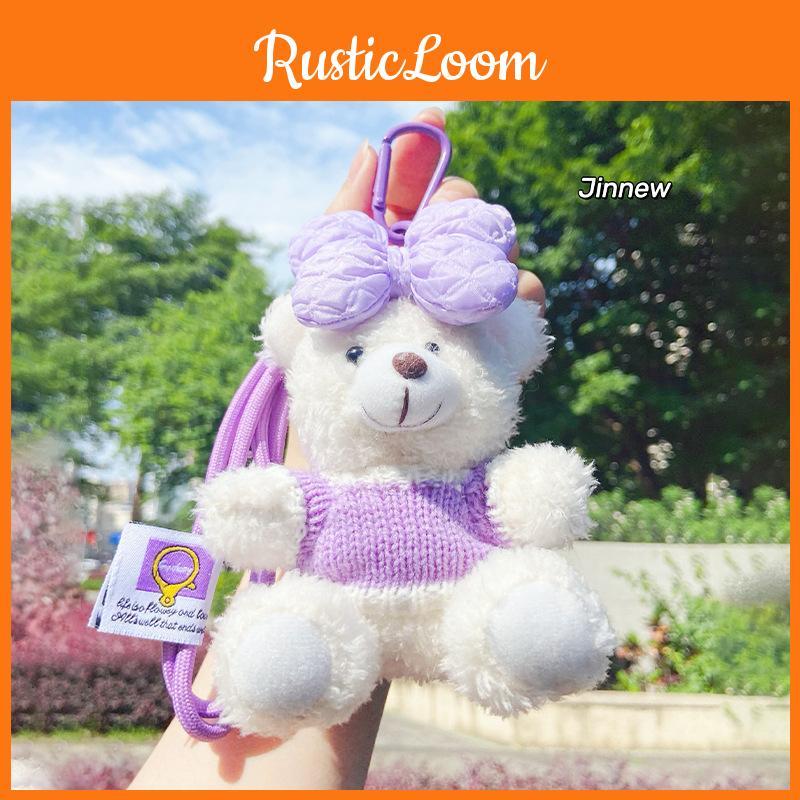 Delightful And Playful Bowknot Plush Bear Keychain Soft And Cuddly Gift Accessory