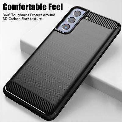 Voor Samsung Galaxy S21 FE Case Schokbestendig Bumper Koolstofvezel Zacht Siliconen TPU Slank Telefoonhoesje Note 20 Ultra S20 S21 Plus Case