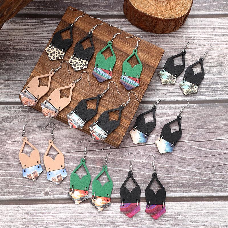 Bohemian Multi-layer Patchwork Geometric Cork Earrings