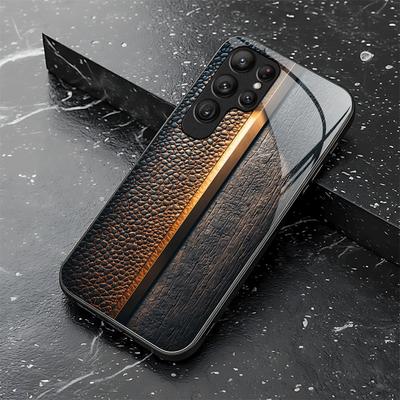Holzmaserung Textur Exquisiter Luxus High-End Handyhülle Glas Handyhülle für Samsung Galaxy S26 S25 S24 S23 S22 S21 FE, Ultra, Plus