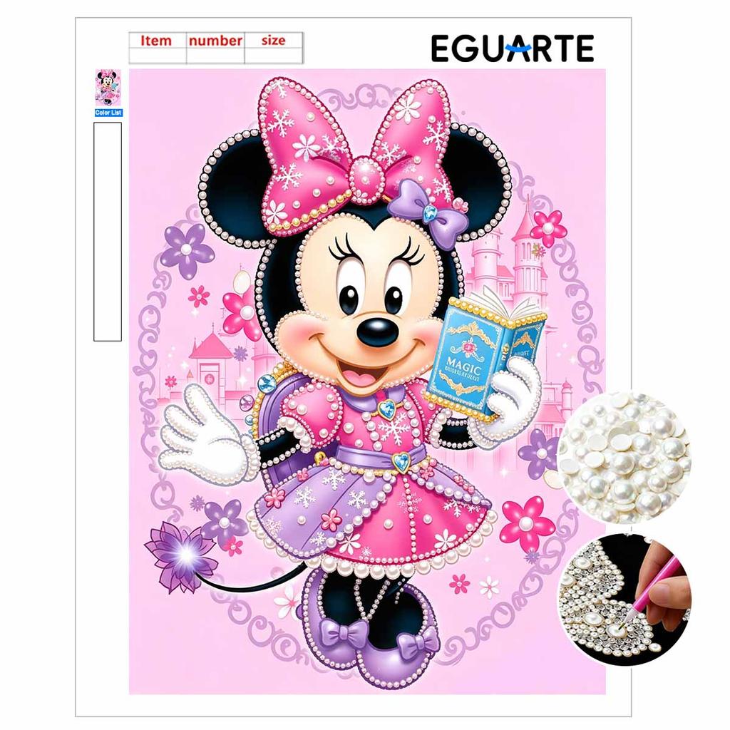 Disney Pearl Art Painting Home Wall Decor Minnie Mouse Pearl Gemstone Painting Picture Crafts Adult/Beginner Gift Creative Home Decor Unframed