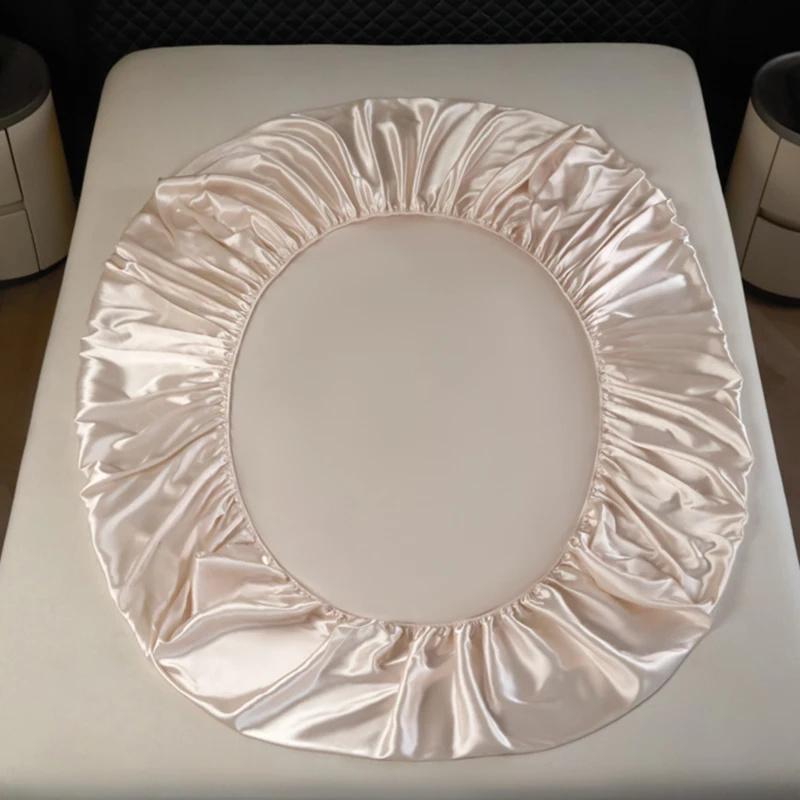 1Pc Satin Elastic Fitted Sheet Solid Mattress Cover for Single Double Couple King Queen Full Twin Bedsheet Satin Bed Linen