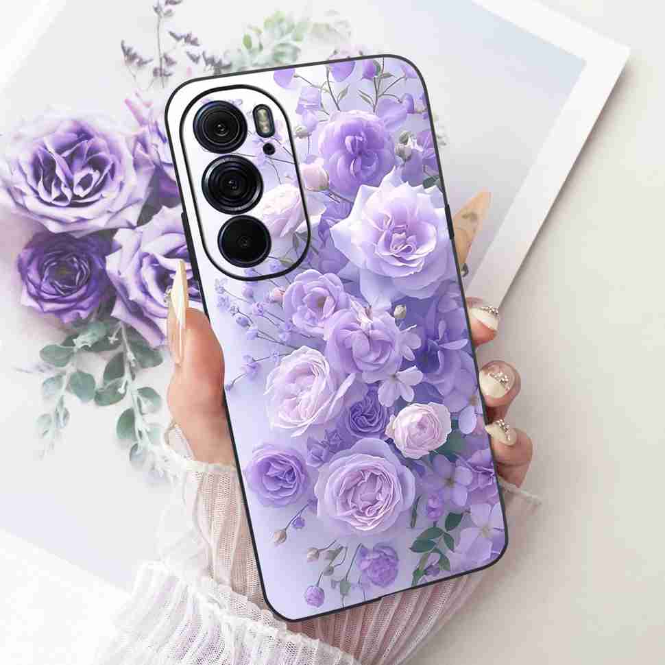 For Motorola Edge X30 5G Case Silicone TPU Black Cover For Motorola Edge X30 x30 XT2201-2 XT2201-6 Colorful Flowers Phone Casing