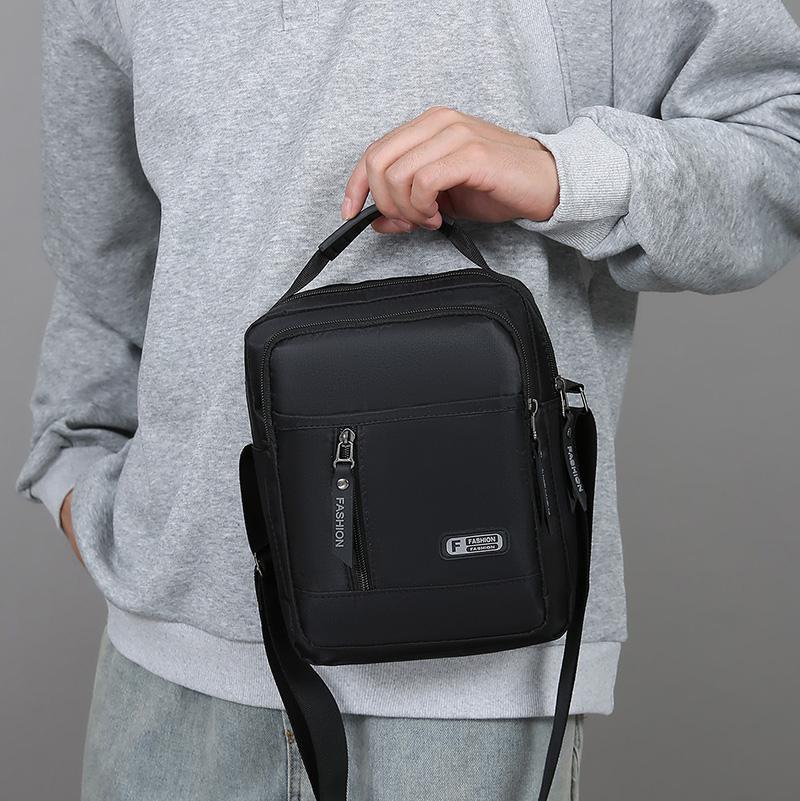 Men's Multifunctional Shoulder Bag Water-Resistant Briefcase Durable Oxford Cloth Business Tote with Multiple Compartments