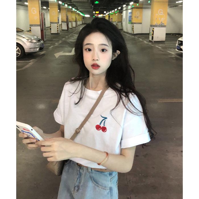 Women's Pure Cotton Cartoon Print Heavyweight Loose Round Neck Short Sleeve T-Shirt