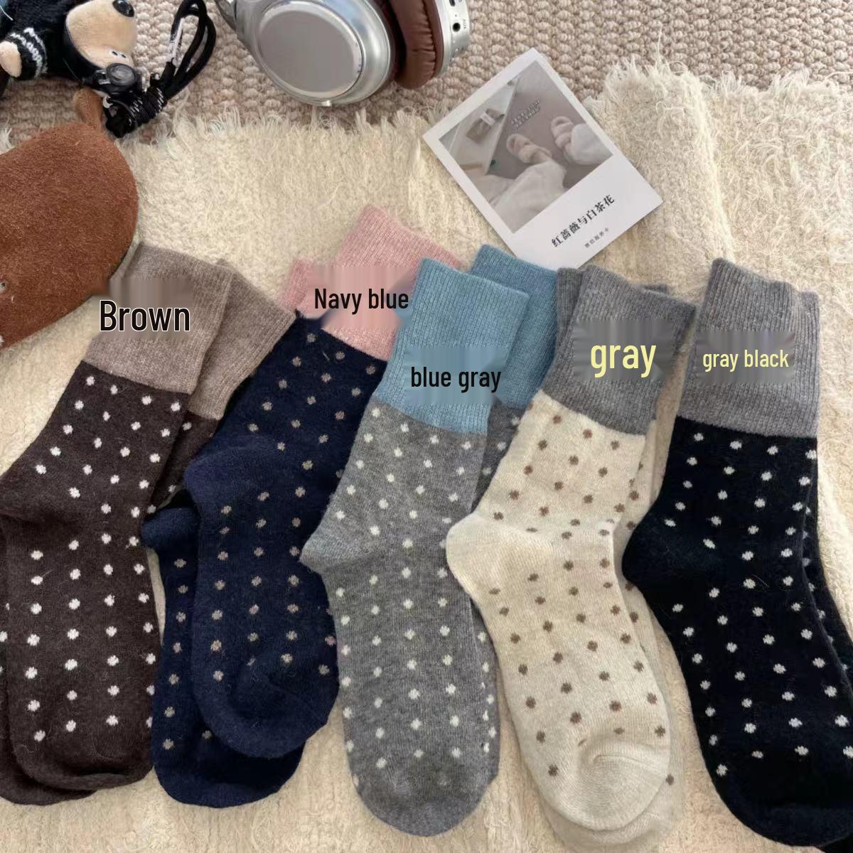 

Универсальные хлопковые носки до середины икры с цветочным рисунком и котятами - весенне-осенний женский модный аксессуар. Gray-Black