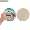 2D, Summer Beach Shells Starfish Wood Round Sign Summer Home Office Wall Decoration Seaside Party Decoration Rustic Farmhouse Bathroom Shelves