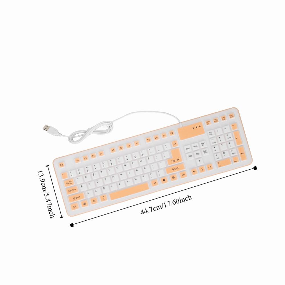 Foldable USB Wired Keyboard Waterproof Silent Keyboard Portable Silicone Keyboard  Computer Game