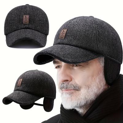 Middle-aged and Elderly Winter Cold and Warm Sports Baseball Caps, Outdoor Fleece Ear Protection Caps