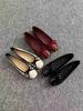 2025 Spring New Ballet Bow Square Head Flat Bottom Red Grandma Single Shoes Fragrant Light Mouth Mary Jane Shoes