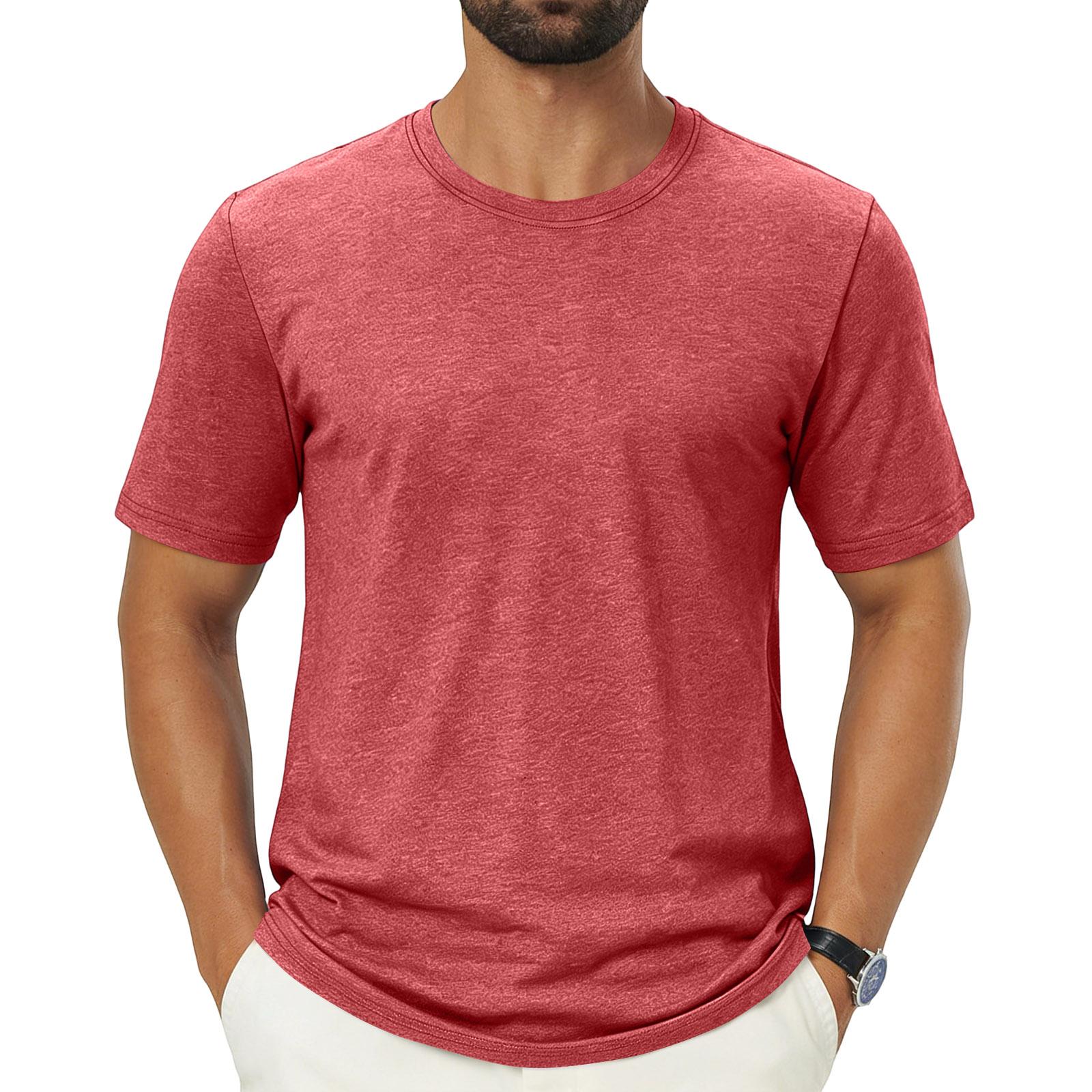 

Men s Round Neck Short Sleeve Outdoor Casual Short Sleeve Top XL кавун червоний колір