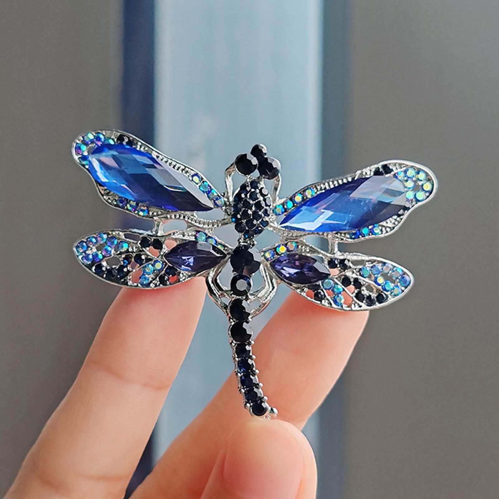 Art Nouveau Dragonfly Brooch Pin with Rhinestones Anti Corrosion Retro Animal Jewelry Pin Dragonfly Brooch for Women s Jacket or Shawl XZ0192-1