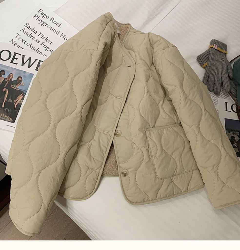 Women's Pink Fleece-Lined Cotton Coat - 2025 Autumn/Winter Fashionable Student Commuting Padded Jacket