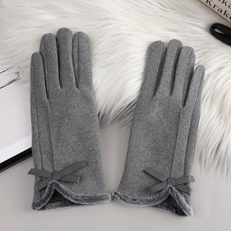 Winter women's gloves with touch screen for driving and cycling, thickened fleece for warmth and warmth, Korean version gentle