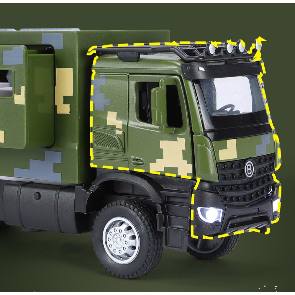 1/32 Injection Molding Military Multifunctional Vehicle Medical Sound and Light Mainan Pullback Car Boy Gift