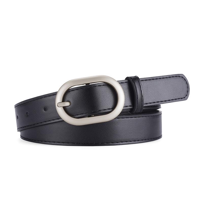 Women's Simple Leather Belt - Versatile Casual Jeans Waist Belt with Metal Buckle