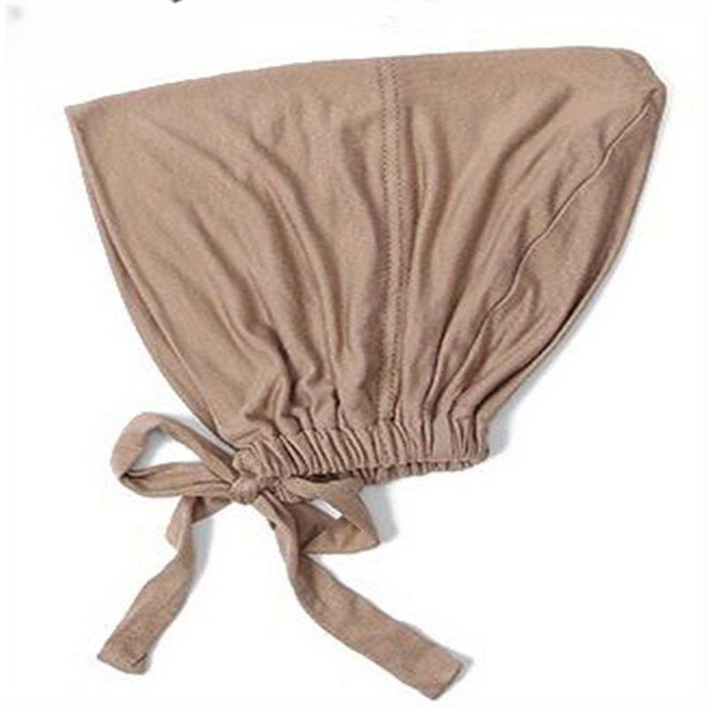 Modal Mercerized Cotton Elastic Drawstring Base Cap Solid Color Women's Hijab