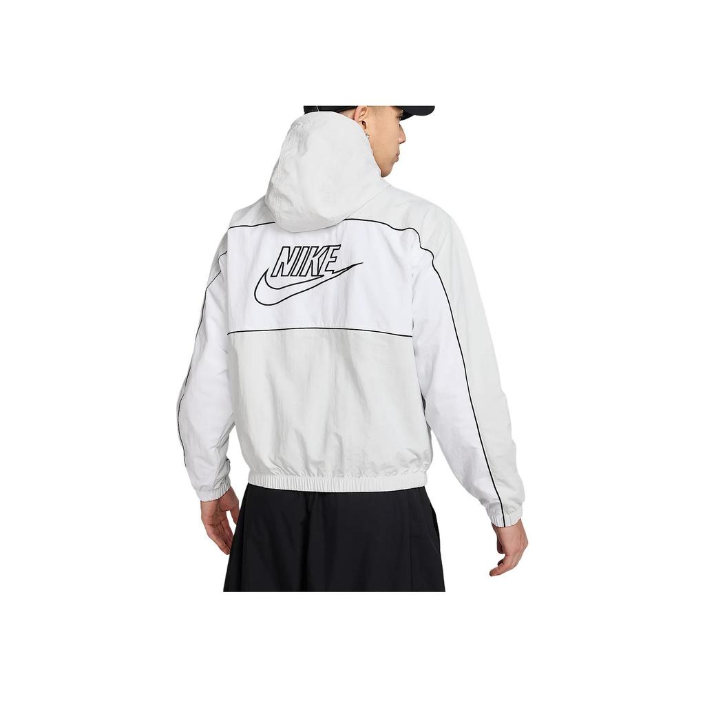 Nike Club Casual Lightweight Loose Fit Hooded Jacket Men Jackets Photon-Grey White HJ2013025