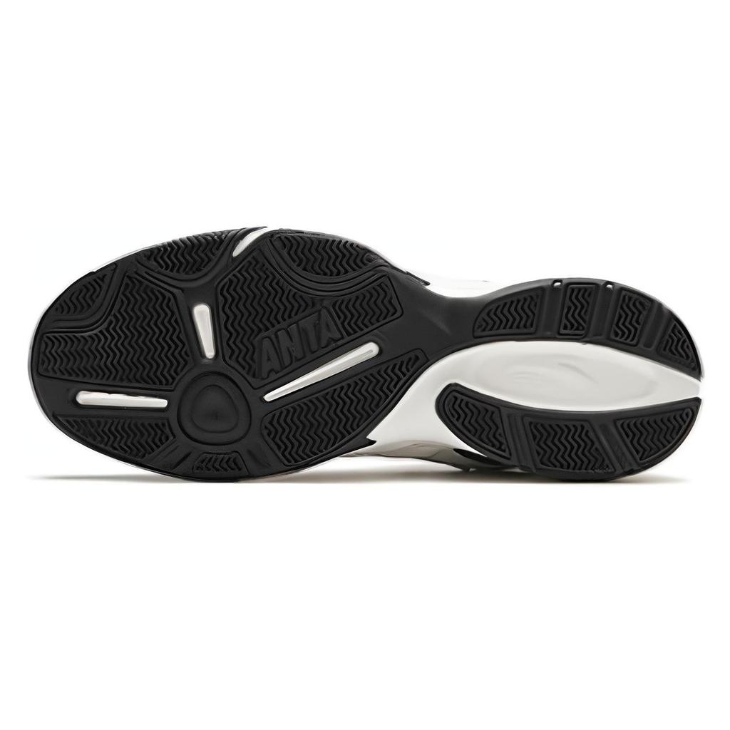 Anta Fabric Round Toe Lace-Up Shock Absorbing Wear-Resistant Low-Top Casual Shoes Women sneakers Black White 122348991-1