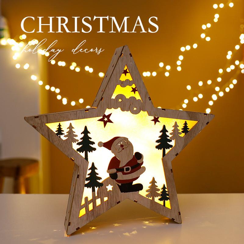 Christmas Tree Wooden Light Up Ornament With Snowman Design For Holiday Decor
