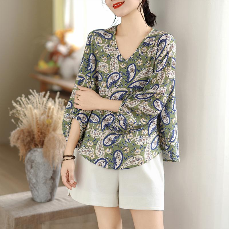 DIMANAF 2026 Women Plus Size New Summer Beach Blouse Shirt Thin Casual Lady Tops Tees Print Shirts Loose