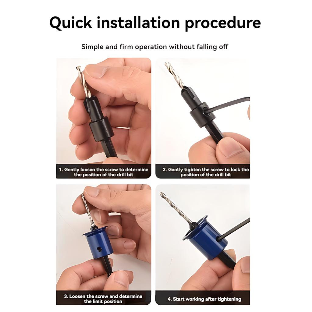Countersunk Drill Bit with Alloy Core Limiter, Countersink Drill Router Bit, Woodworking Tool for Drilling Pilot Holes In Wood