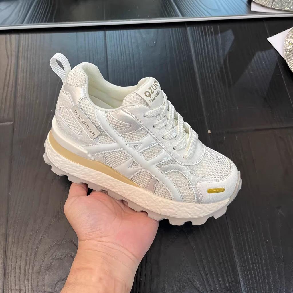 Cowhide Version~ Height Increase 8cm Genuine Leather German Training Shoes 2025 Spring and Summer Thick-soled Versatile Mesh Forrest Gump Shoes C