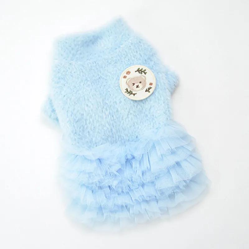 

Winter Dog Dress Puppy Clothing Yorkies Pomeranian Shih Tzu Maltese Poodle Bichon Schnauzer Small Dog Clothes Pet Apparel Skirt XXL синій