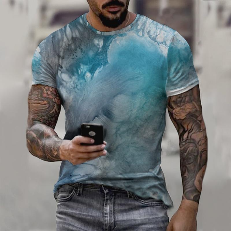 Sommer Herren Streetstyle Personalisiertes Rundhals Kurzarm T-Shirt Europäisch Amerikanische Kunst Ölgemälde 3D Digitaldruck T-Shirt Top