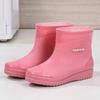 Woman New Thick Sole High Top Rain Boots Waterproof Non Slip Round Toe Detachable Cotton Cover Keep Warm Kitchen Work Shoes