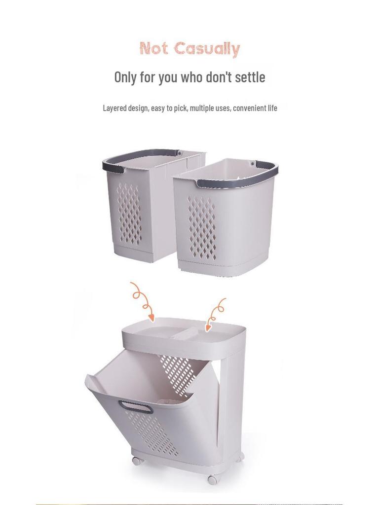 Plastový koš na prádlo v japonském stylu: Velkokapacitní, bezvrtací, vícevrstvý stojací koš na prádlo
