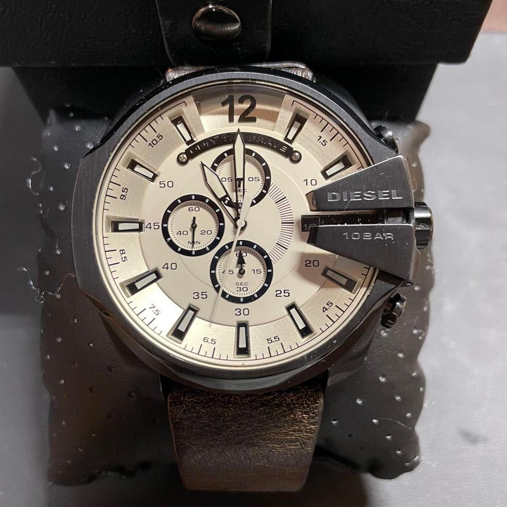 Used DIESEL Watch MEGA CHIEF Men's DZ4422 Chronograph White x Brown
