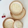 Bamboo Rattan Pastry Plate Round Fruit Basket Home Organizer Storage Basket  Dessert
