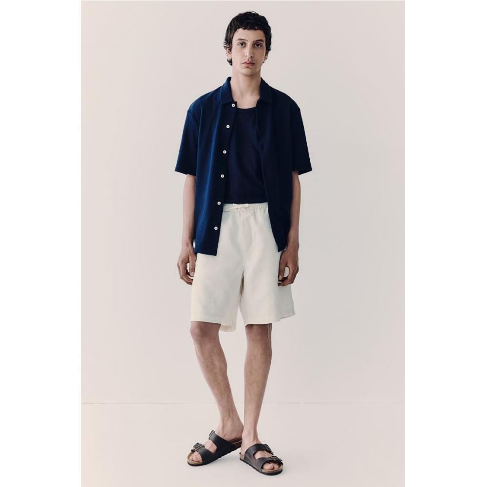 H M Relaxed Fit Linen Blend sHorts wHite