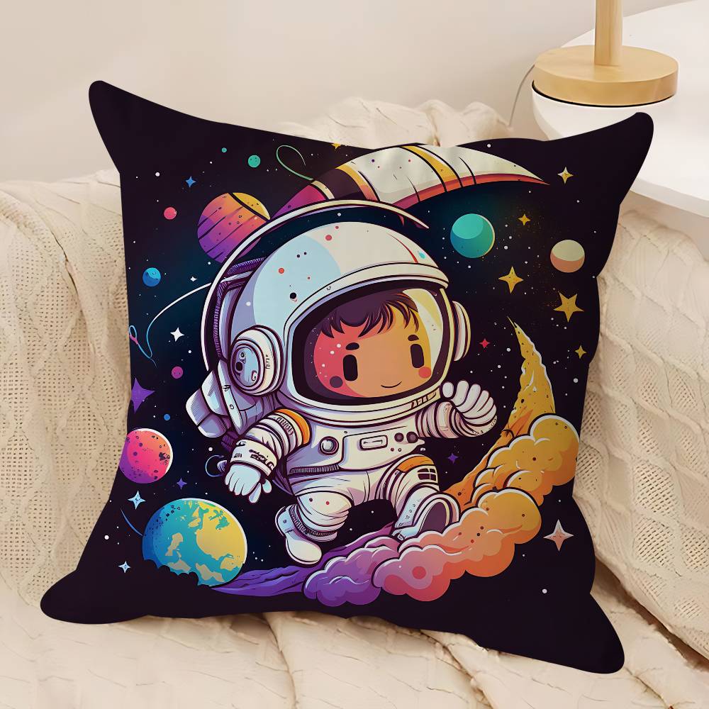 Cartoon Space Astronaut Cushion Cover Inches Farmhouse Decor Home Throw Pillow Covers For Couch Decorations