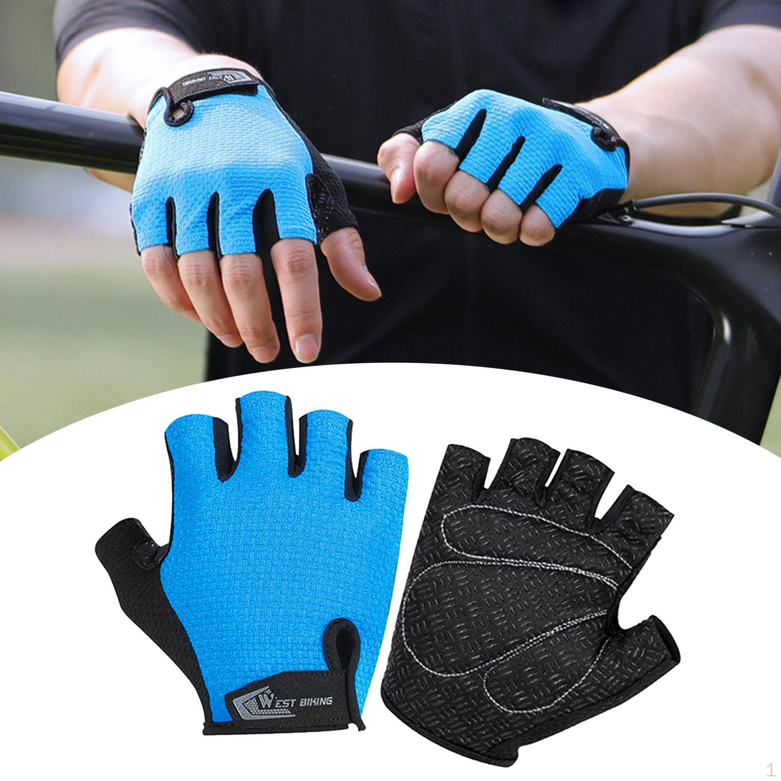 Bike Cycling Gloves Bicycling Mountain Anti Slip Shock Absorbing Blue M