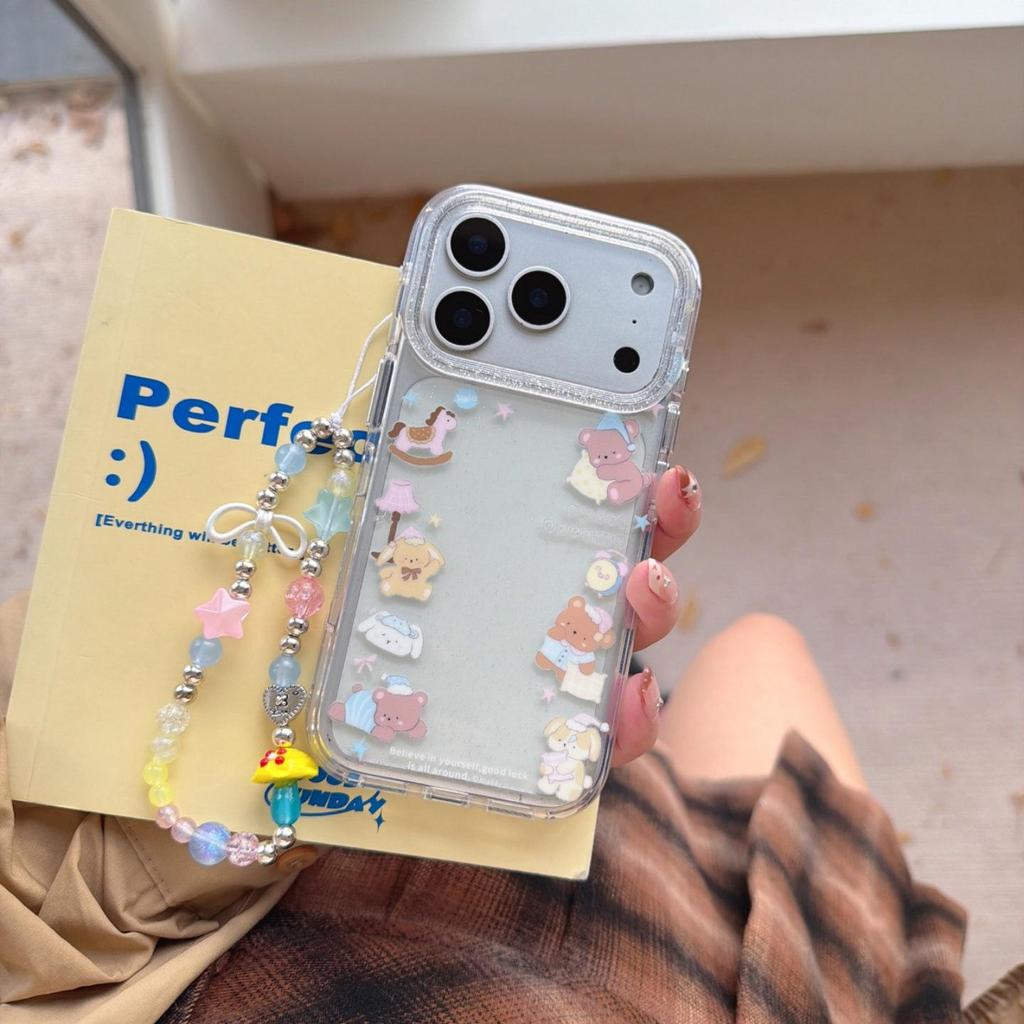 Ochronne etui na telefon Pajama Teddy Bear dla iPhone 13/14/15/16 Pro Max & Apple 17 Pro, okładka damska.