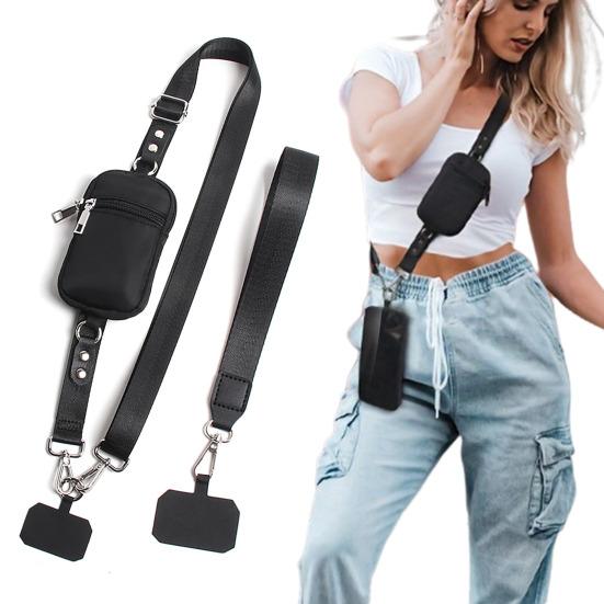 Crossbody Lanyard Hands-free Phone Holder Phone Carrying Strap with RFID Wallet Comfortable Phone Sling for All Smartphones